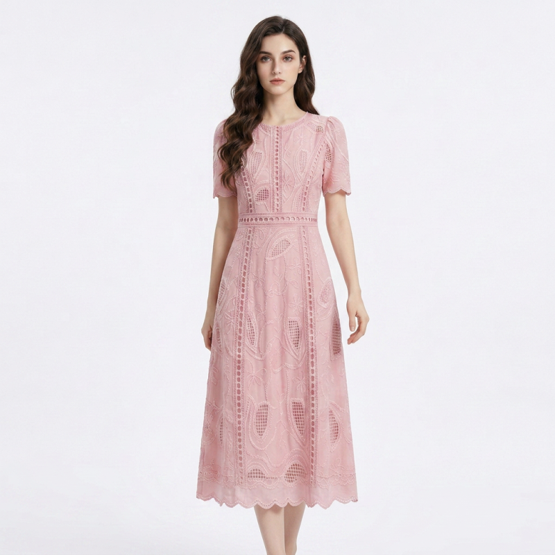 Elegant Embroidered A-line Dress