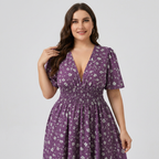 Floral Print Fitted Waist Dress