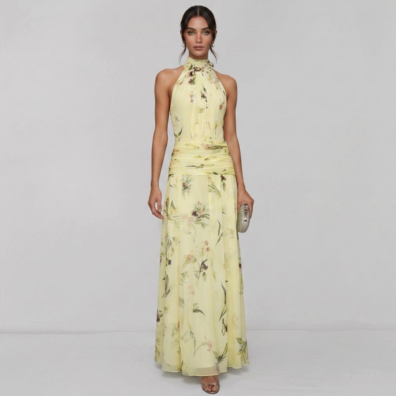 New Halter Neck Printed Dress