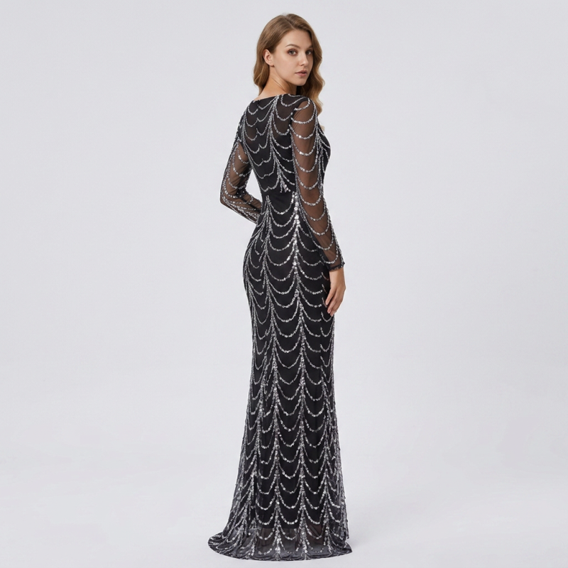 Elegant Long-sleeved Fishtail Dress