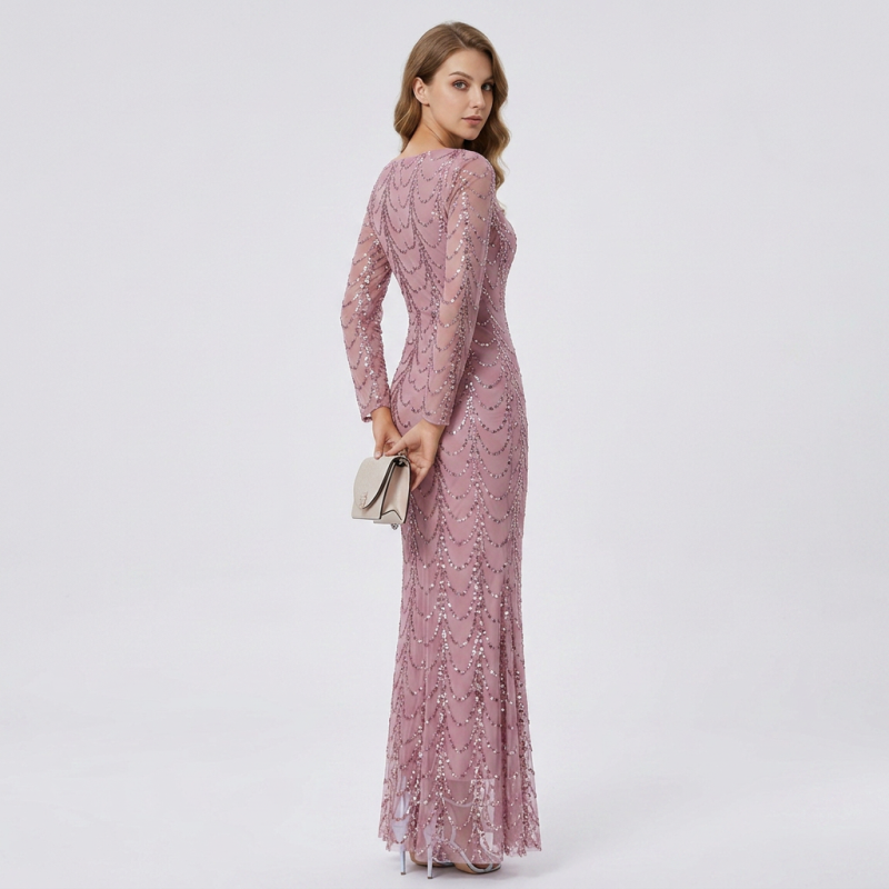 Elegant Long-sleeved Fishtail Dress