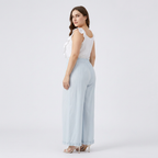 Straight-leg Casual Pants With Ruffled Trim