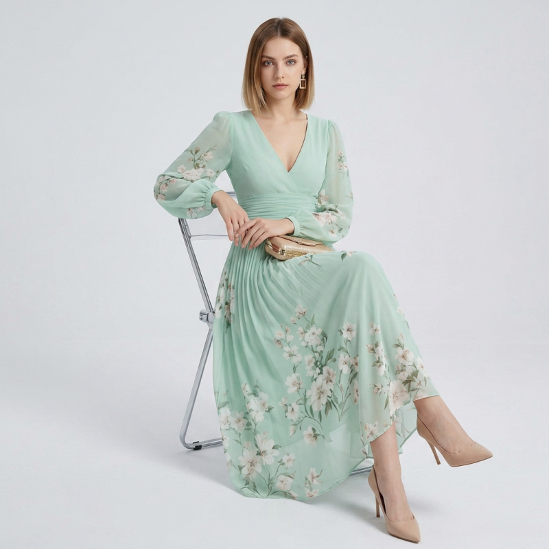 Printed Long-sleeved Dress