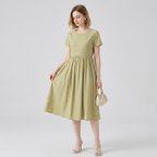 Solid Color Short-sleeved Simple Dress