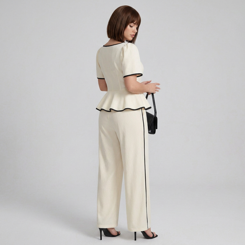 Square Neck Color-blocked Two-piece Set