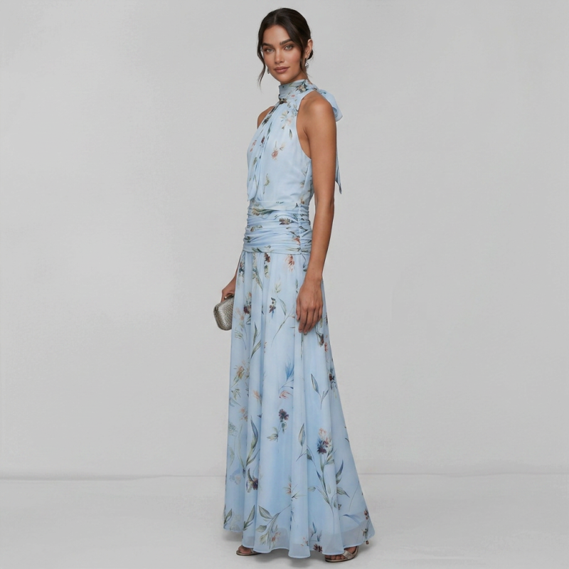 New Halter Neck Printed Dress