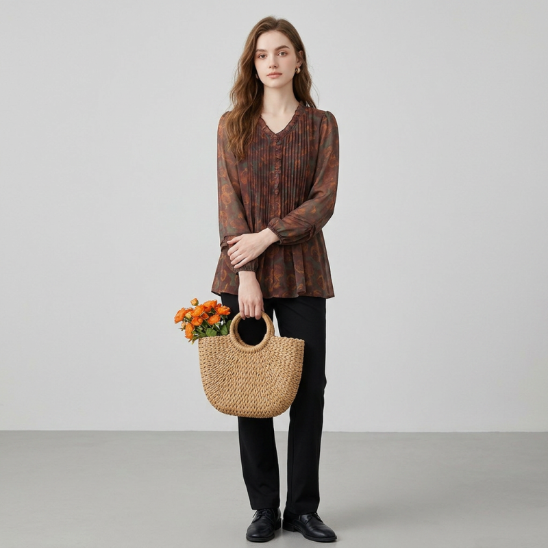 French Floral Print Top