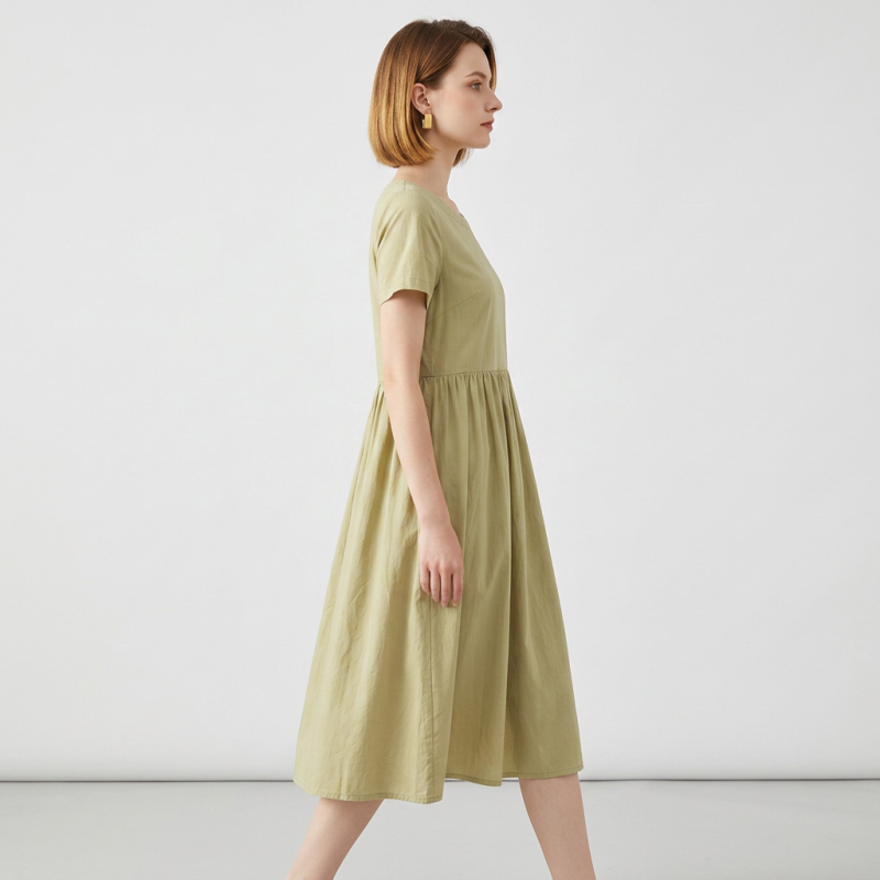 Solid Color Short-sleeved Simple Dress
