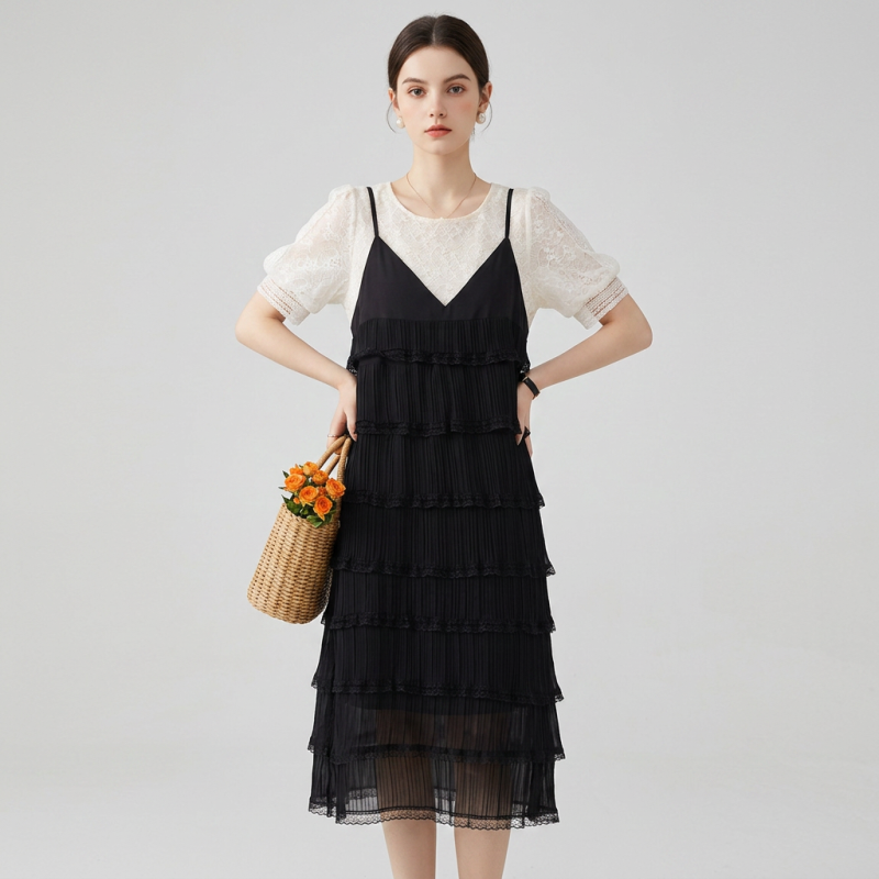 Faux Two-piece Camisole Cake Dress