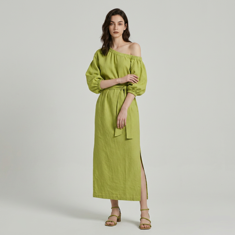 One-shoulder Tie Dress