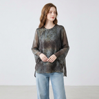 Tie-dye Gradient Sheer Shirt