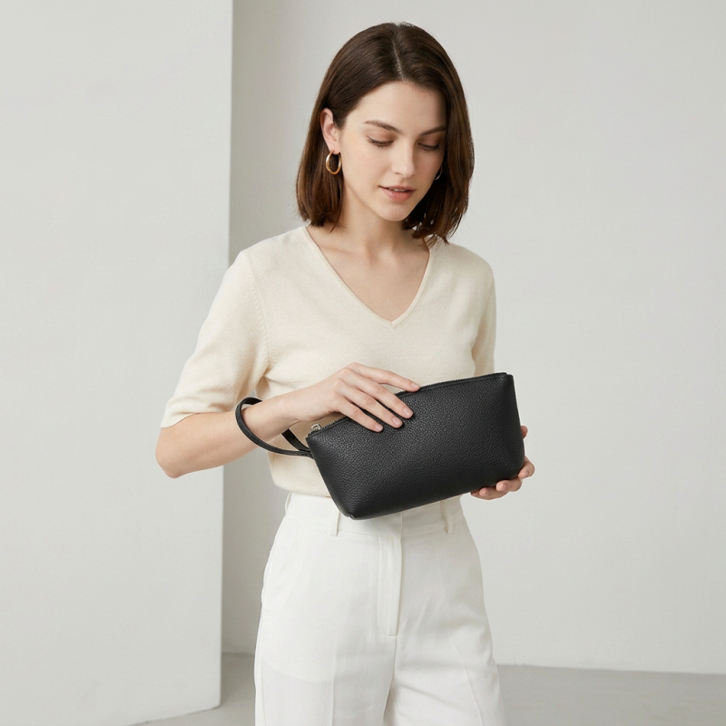 Lychee-patterned Cowhide Clutch