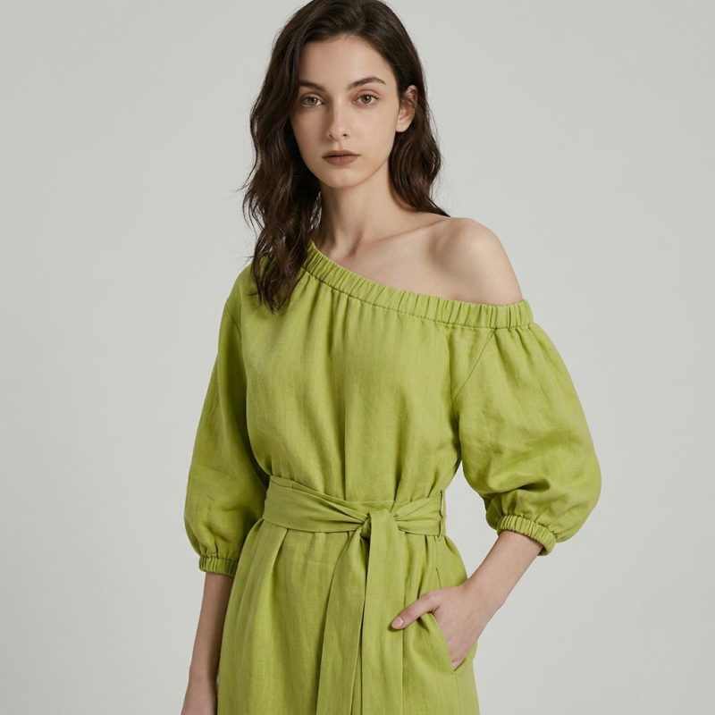 One-shoulder Tie Dress