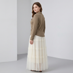 Plus-size Collared Pleated Top
