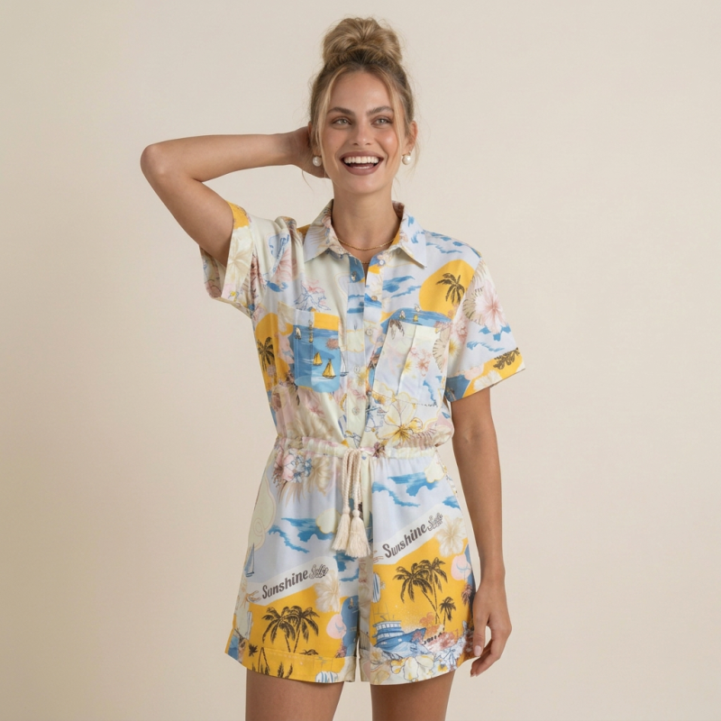 Resort-style Printed Jumpsuit
