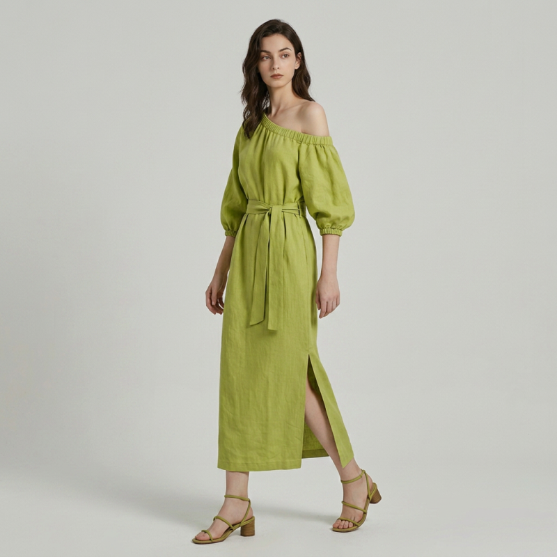 One-shoulder Tie Dress