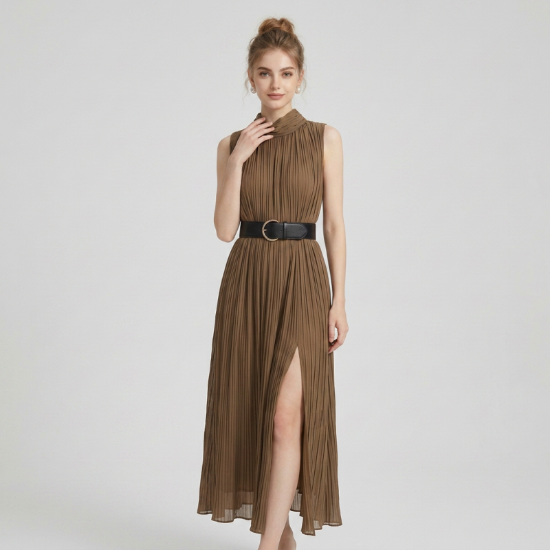 Sleeveless Pleated Dress