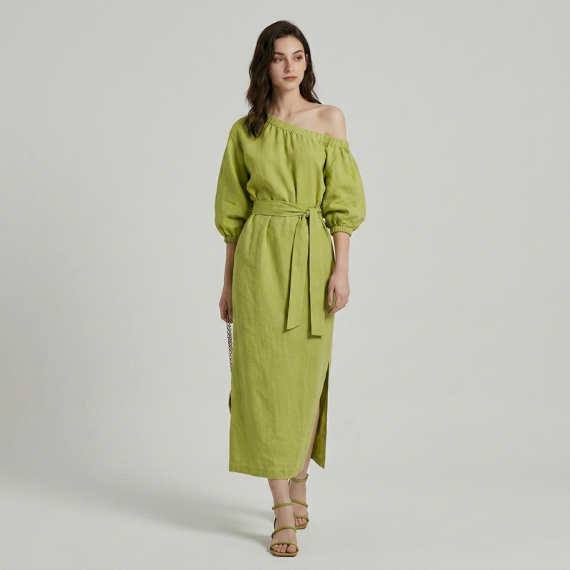 One-shoulder Tie Dress