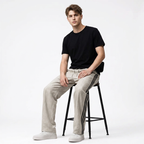 Color-blocked Straight-leg Casual Pants