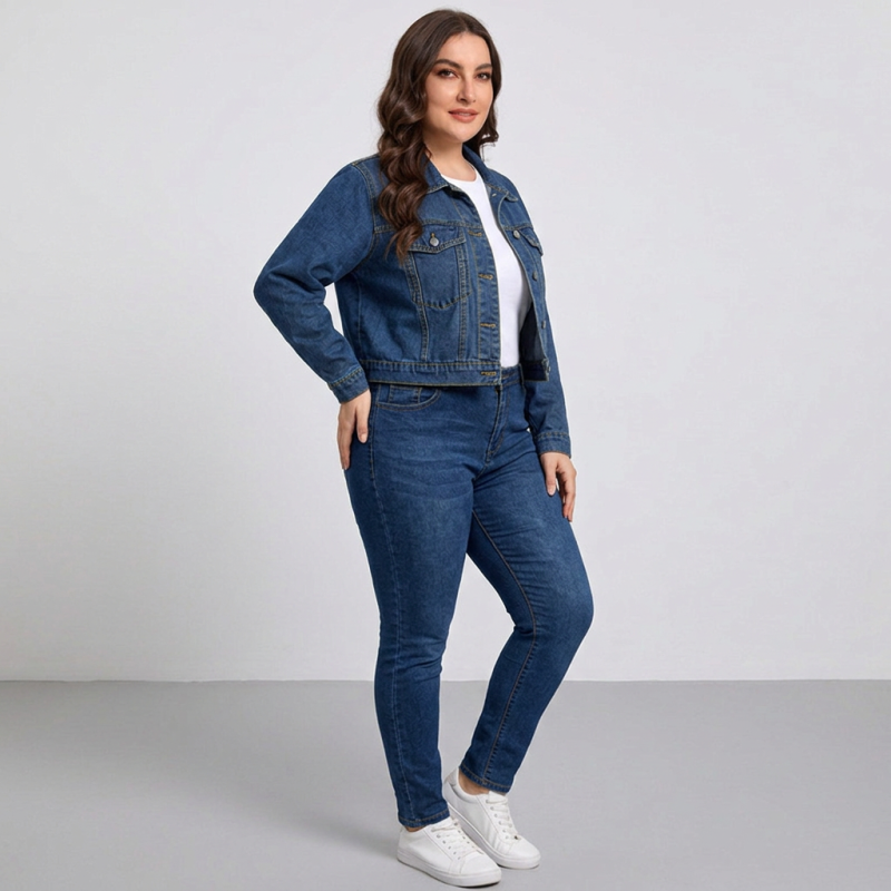 Fashionable Plus-size Denim Jacket