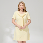 Navy Collar Faux Two-piece Dress