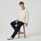 American-style Color-blocked Collared Sweatshirt