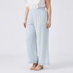 Straight-leg Casual Pants With Ruffled Trim