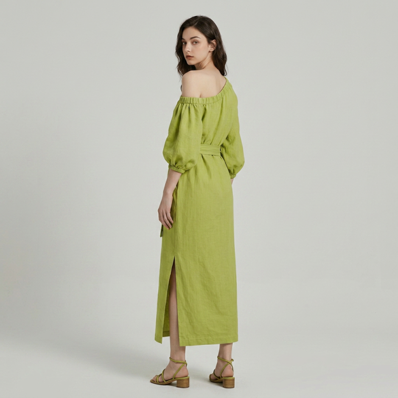 One-shoulder Tie Dress