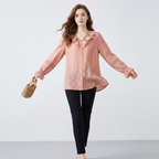 V-neck Tencel Loose-fitting Shirt