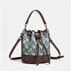 Drawstring Print Bucket Bag