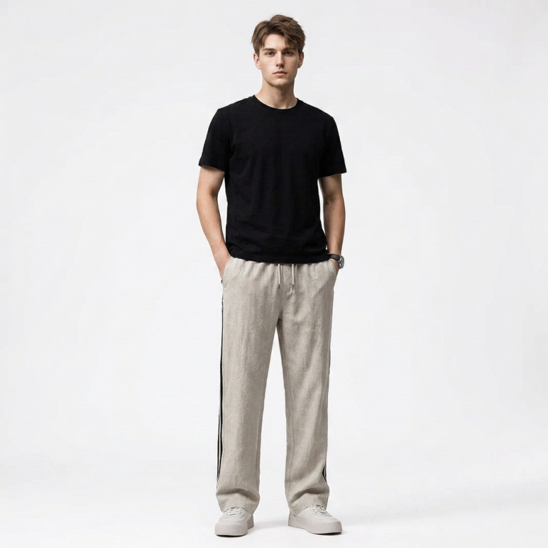 Color-blocked Straight-leg Casual Pants