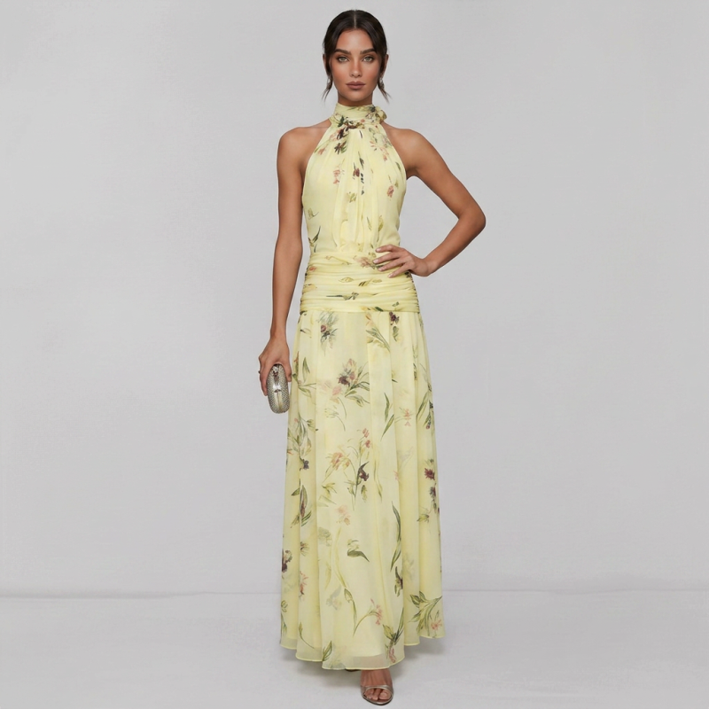 New Halter Neck Printed Dress