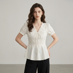 Pleated Tie Shirt