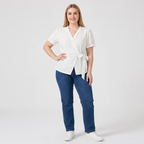 V-neck Tie-waist Blouse