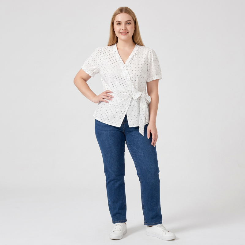 V-neck Tie-waist Blouse