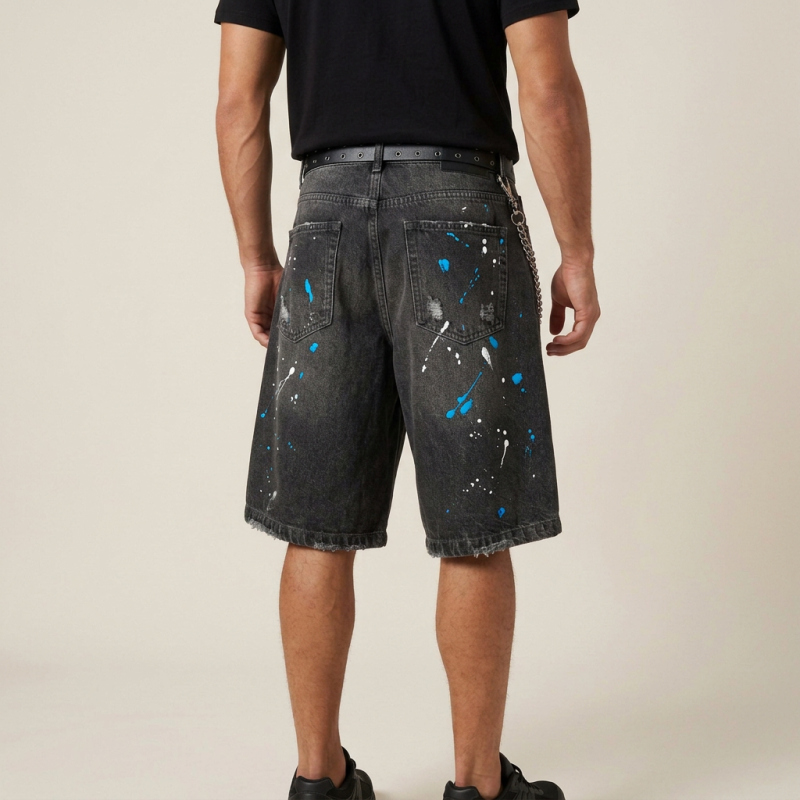 Splatter Paint Casual Denim Shorts