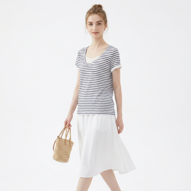 Striped Color-blocked T-shirt