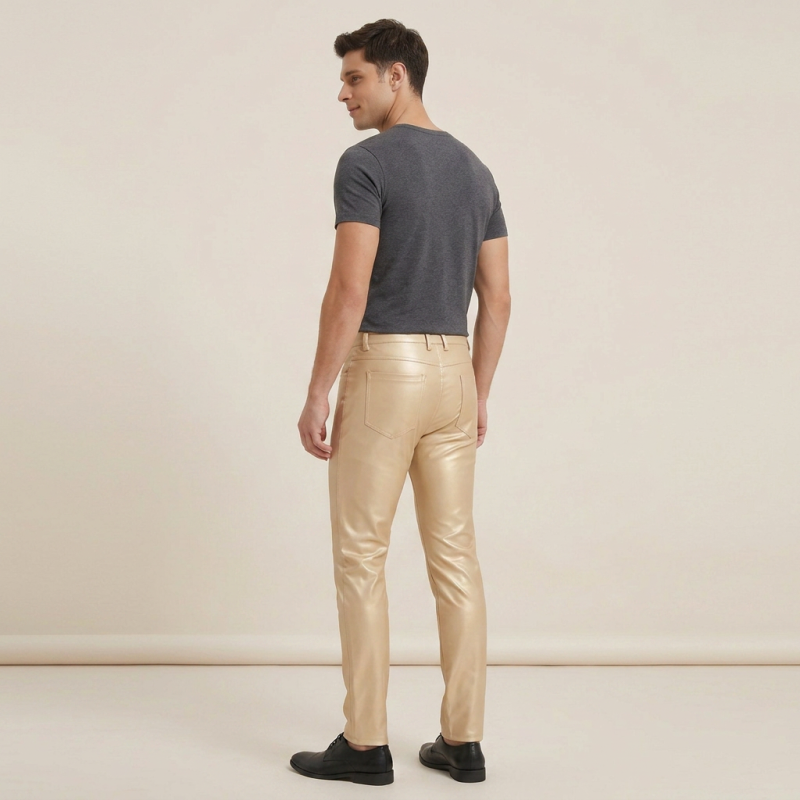 Gold Pearlescent Leather Pants