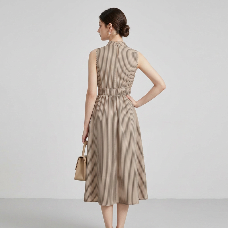 Elegant Sleeveless Striped Dress