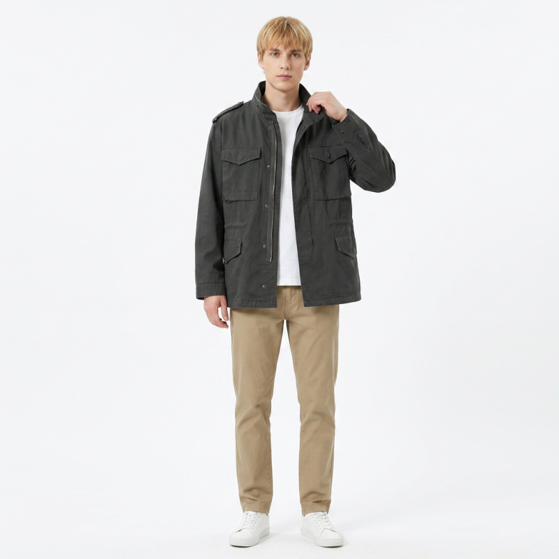 Retro Workwear Trench Coat