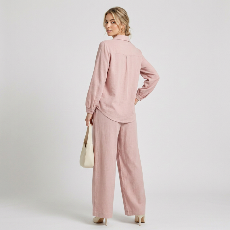 Elegant Shirt And Wide-leg Pants Two-piece Set