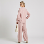 Elegant Shirt And Wide-leg Pants Two-piece Set