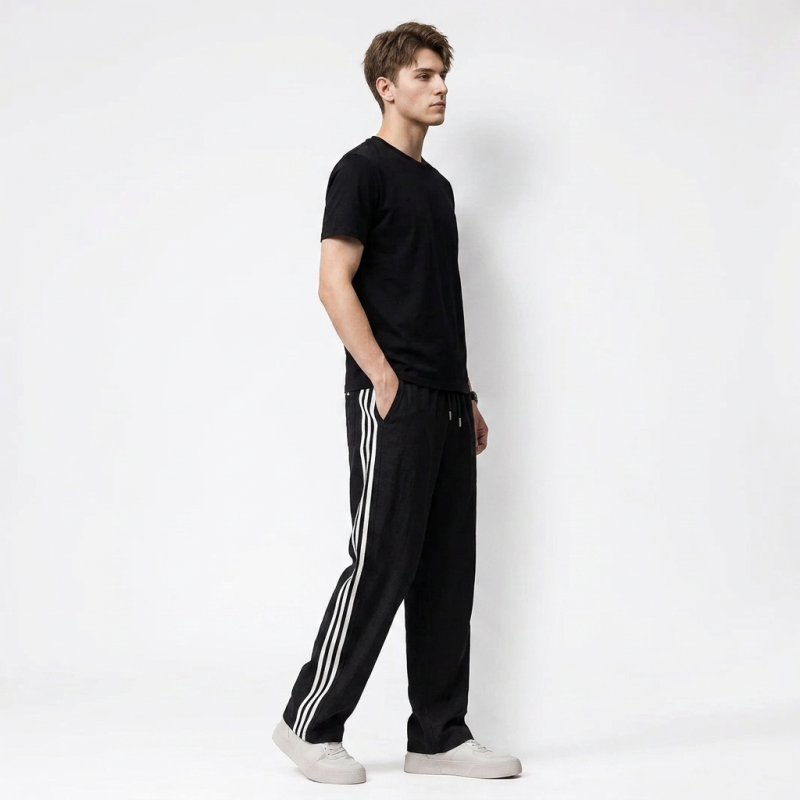 Color-blocked Straight-leg Casual Pants
