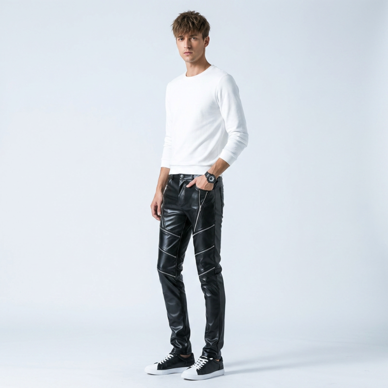 Slim-fit Fashion Leather Pants