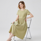 Solid Color Short-sleeved Simple Dress