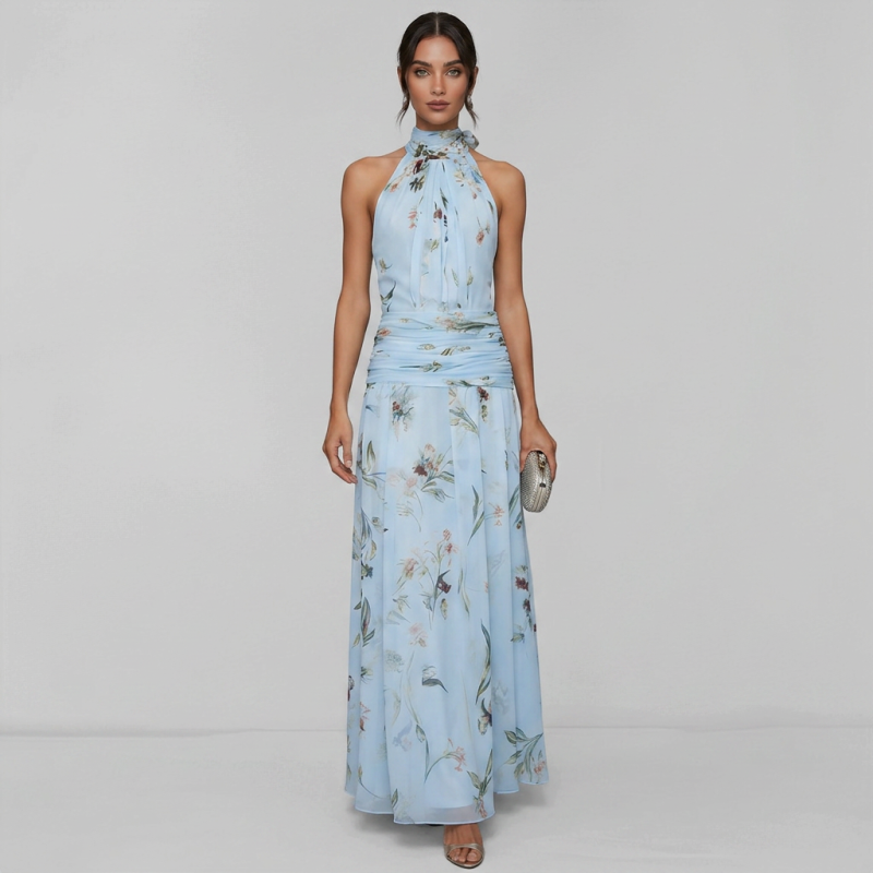 New Halter Neck Printed Dress