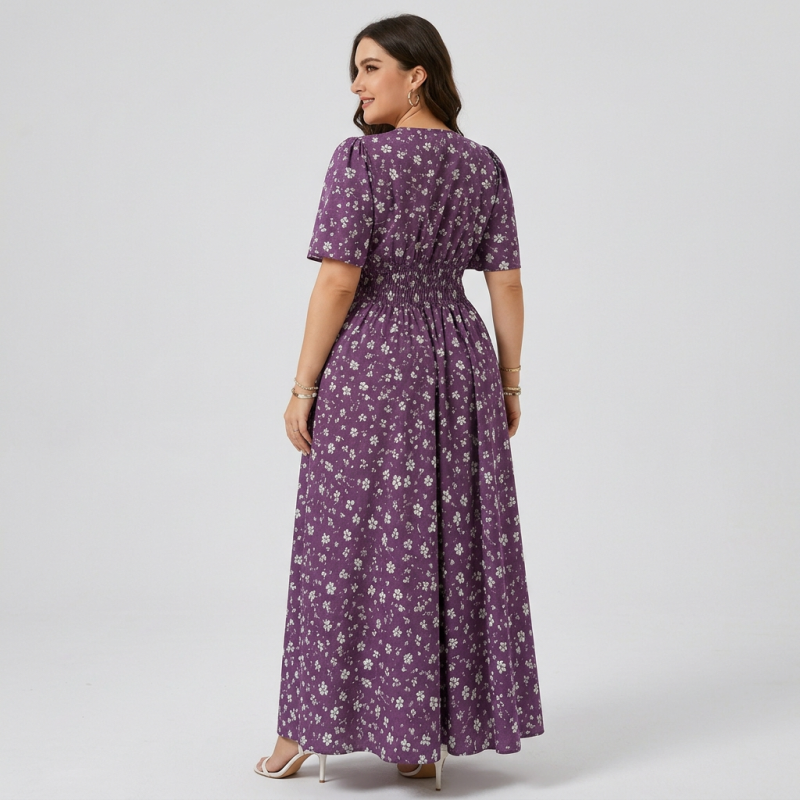 Floral Print Fitted Waist Dress