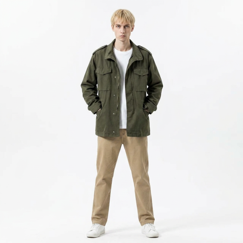 Retro Workwear Trench Coat