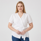 V-neck Tie-waist Blouse