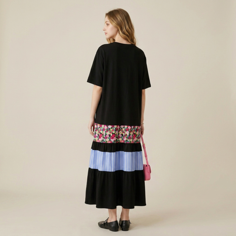 Loose-fitting Patchwork Dress